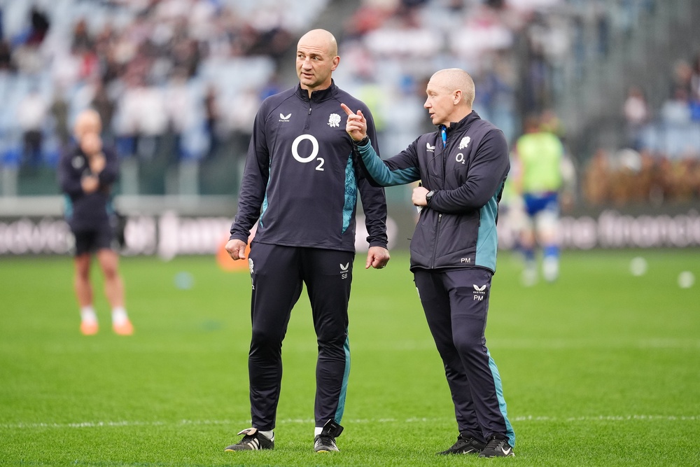 England head coach Steve Borthwick (left) and head of performance Phil Morrow are discussing whether to rest Maro Itoje this summer (Adam Davy/PA)