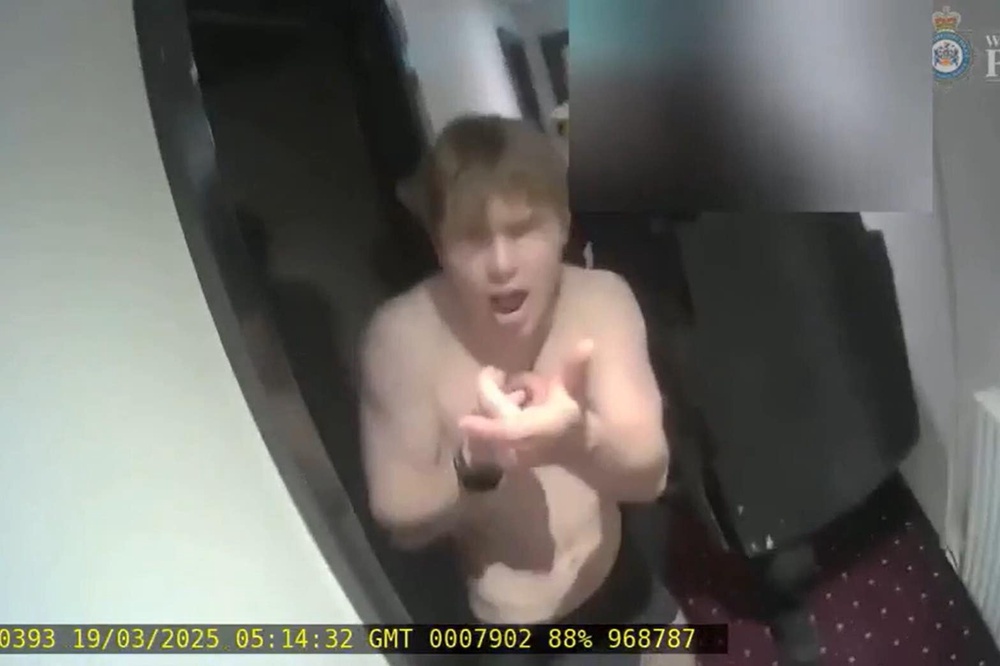 Johannes Natland, 19, pretended to shoot an armed officer during his arrest (Counter Terrorism Policing/PA) (Metropolitan Police)