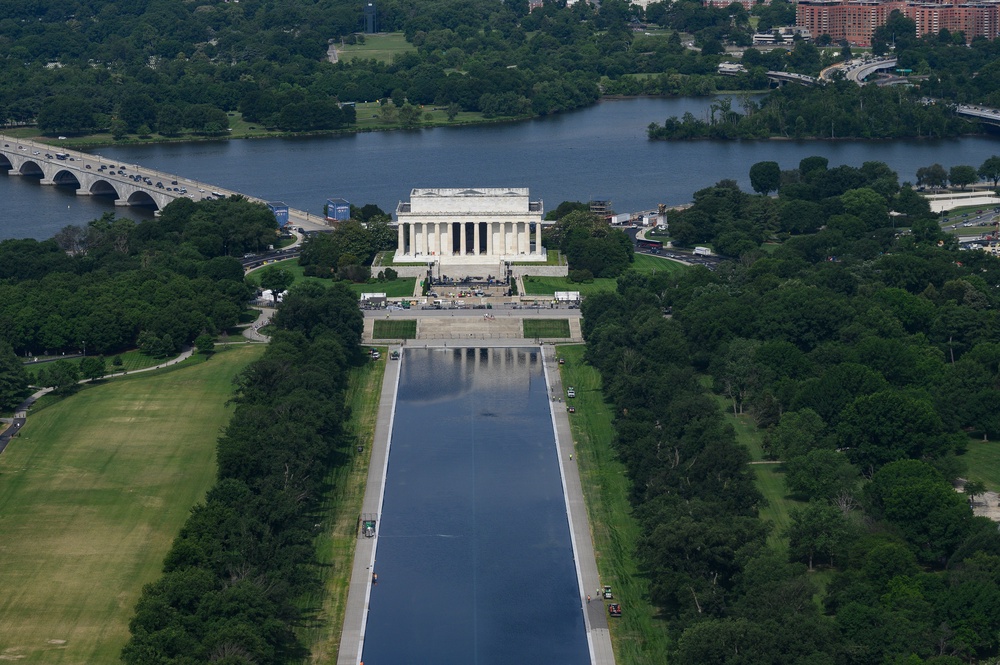 The new “flag blue” paint job has given the fresh water a deeper hue (AP)