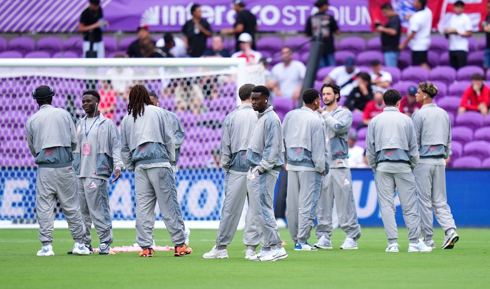 England players inspect the pitch before taking on Costa Rica (Getty)