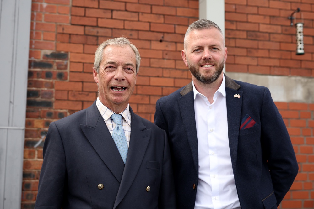 Nigel Farage has attempted to diminish the impact of Restore Britain’s presence in the by-election, insisting the contest was a “two-horse race” between Labour and Reform (Getty)