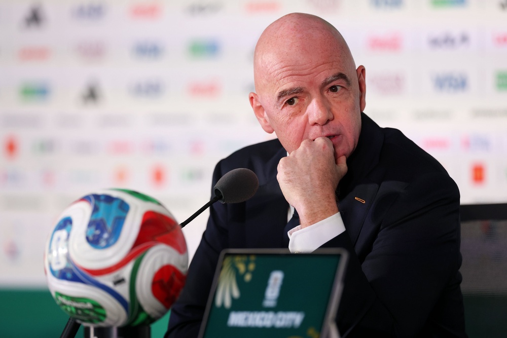 Gianni Infantino, President of FIFA, speaks to the media (Getty)