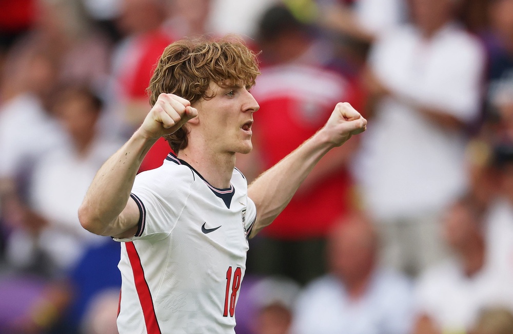 Anthony Gordon of England celebrates scoring (Getty)