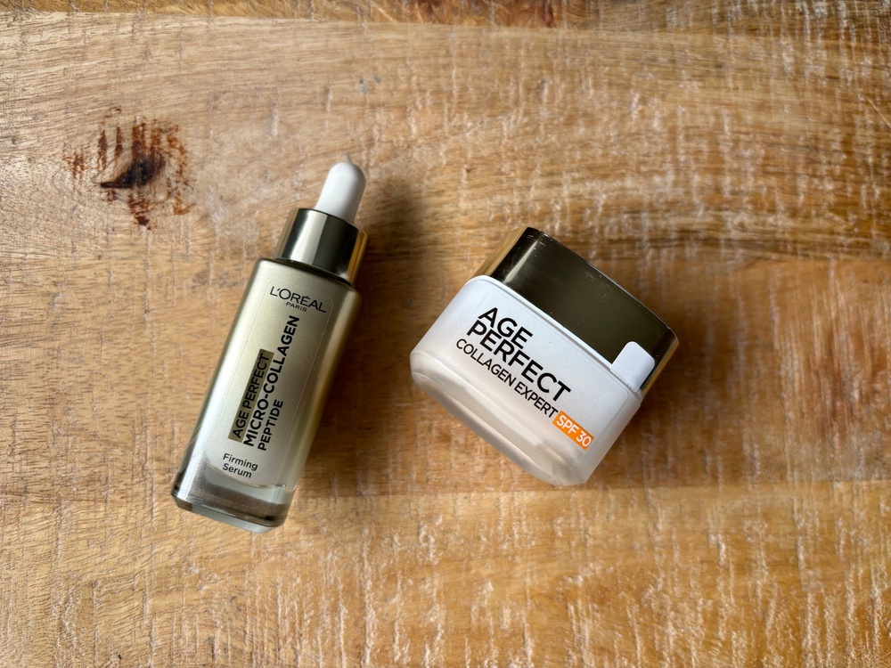 Two key products in L'Oréal’s age perfect range are the micro-collagen firming serum and classic collagen expert day cream SPF30 (Helen Wilson-Beevers/The Independent)