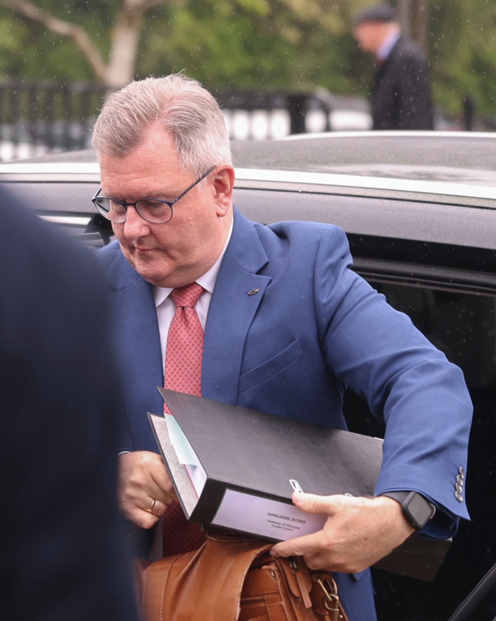 Sir Jeffrey Donaldson arriving at Newry Crown Court (Liam McBurney/PA) (PA Wire)