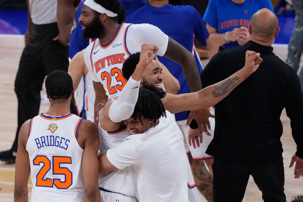 The Knicks celebrated the unlikeliest of victories (AP)