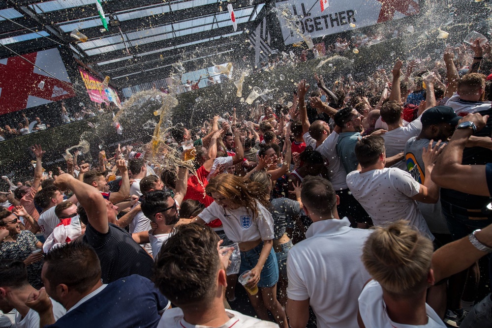 Beers rain down on fans at Boxpark in London (Getty)