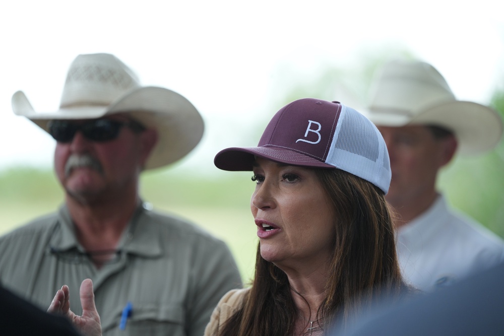 Agriculture Secretary Brooke Rollins talks about a sterile fly dispersal station placed by the U.S. Department of Agriculture to combat the spread of the New World screwworm fly on grounds of a ranch near La Pryor, Texas (Copyright 2026 The Associated Press. All rights reserved)