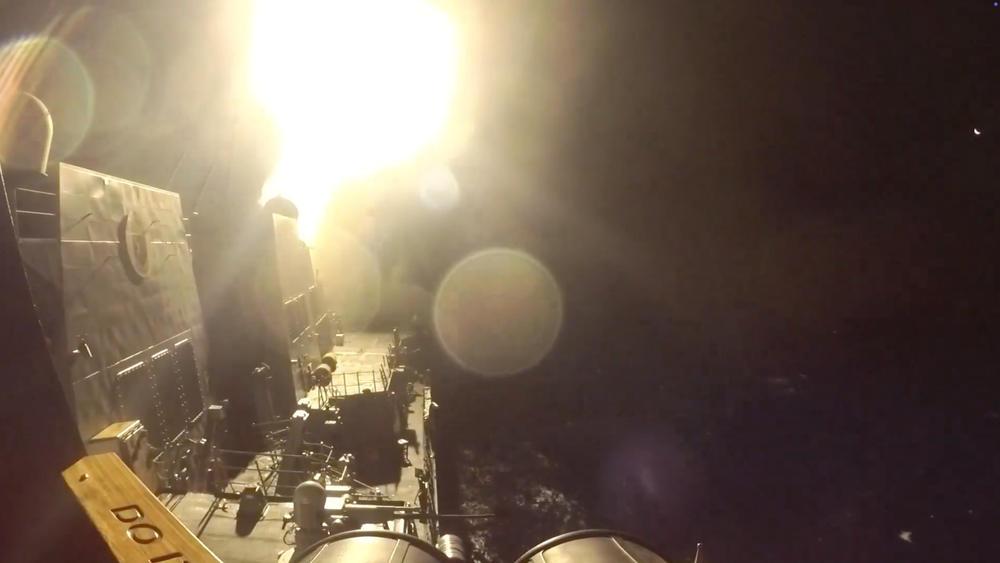 USS Michael Murphy (DDG 112) launches Tomahawk cruise missiles from an unknown location, as the United States launched new strikes against multiple targets overnight in Iran (US Central Command)