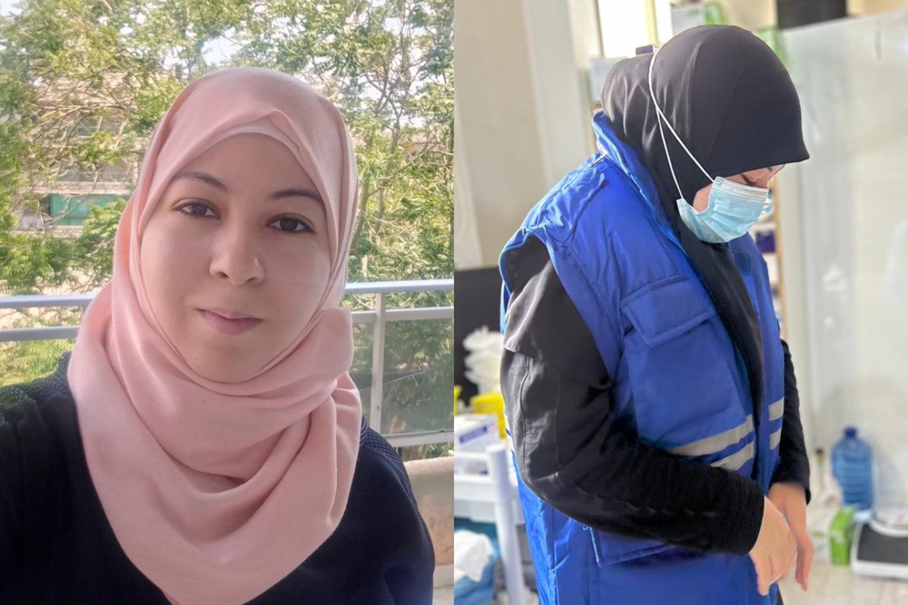 Israa has been teaching children while offering healthcare (PA)