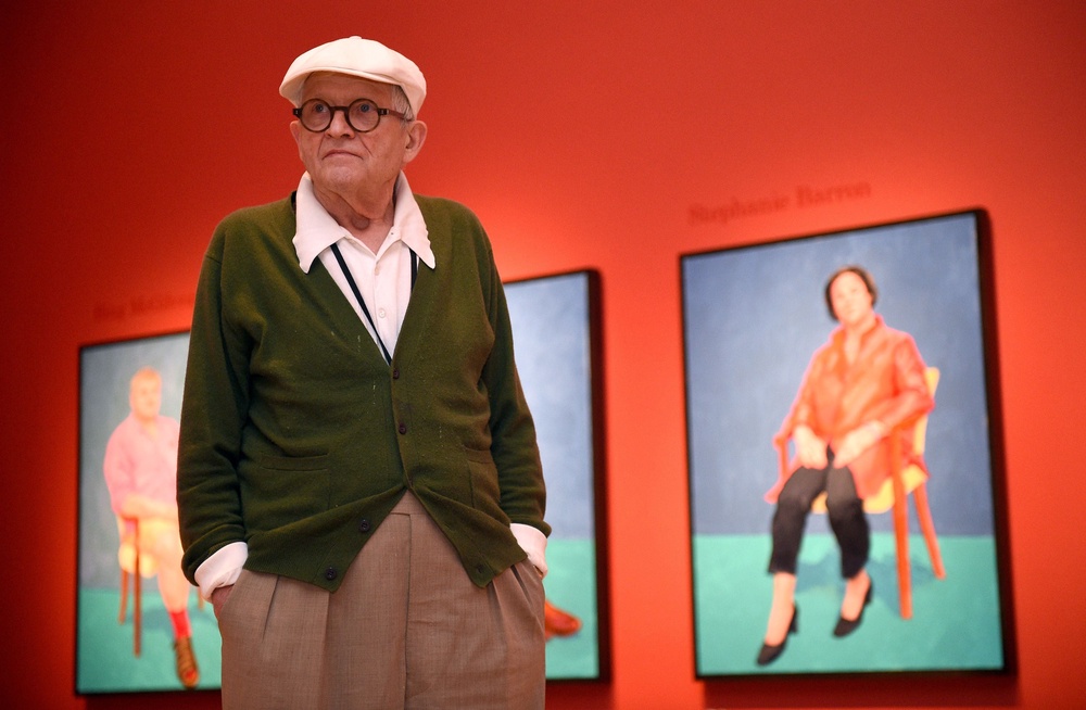 David Hockney at the Royal Academy of Arts in 2016 with his portraits series (PA)