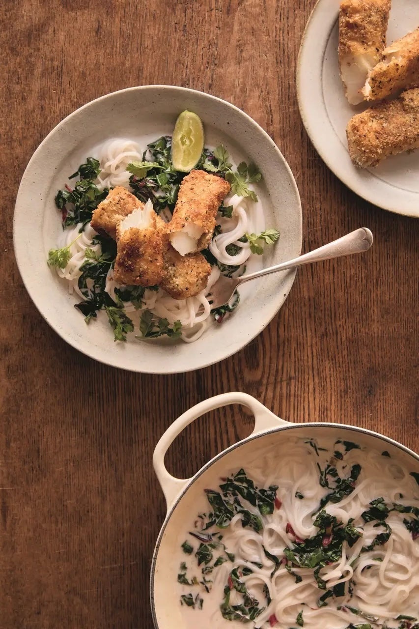 Think fish fingers grown up, with coconut, lime and plenty of goodness (Helen Cathcart)