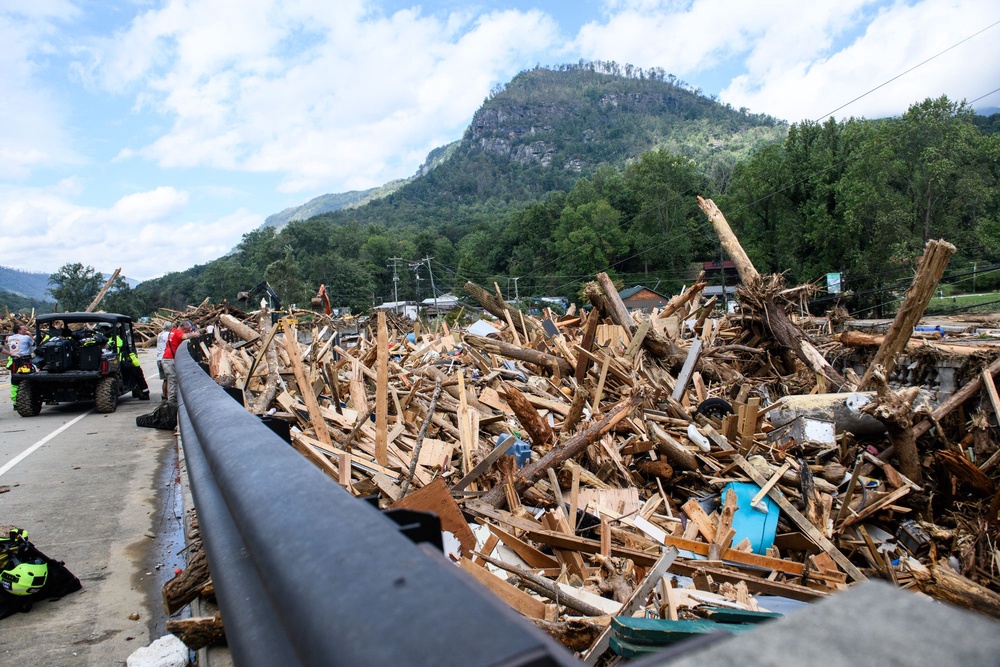 Debris is seen following Hurricane Helene in Lake Lure, North Carolina, in September 2024. The storm rapidly intensified over the Gulf of Mexico (Getty Images)