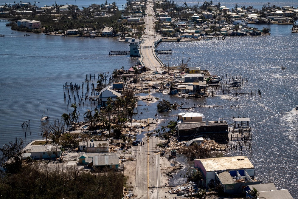 An aerial photo shows the aftermath of Hurricane Ian in Fort Myers, Florida, in September 2022. Stronger hurricanes help to produce larger storm surge (AFP via Getty Images)