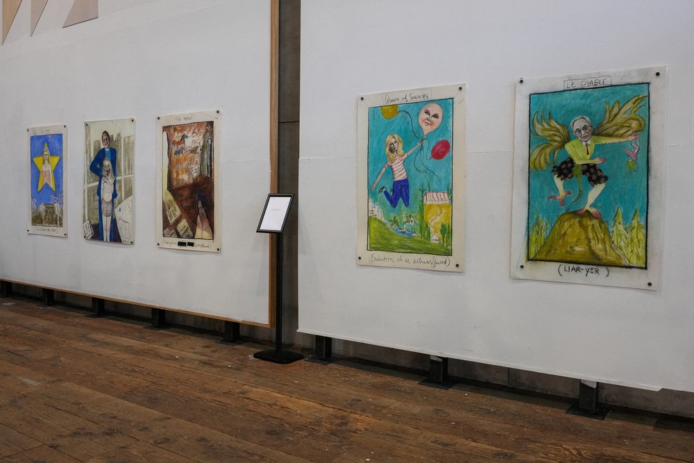 The exhibition also showcases paintings by Maria Farmer, one of the victims of Epstein’s sexual abuse (Reuters)