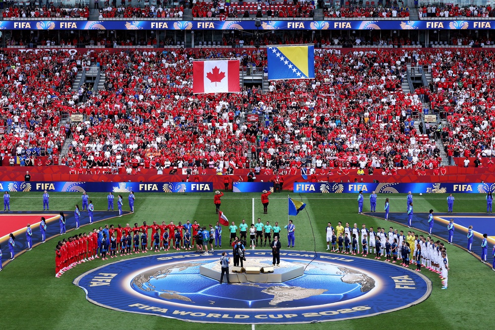 Alanis Morissette performed the Canadian national anthem prior to the country's match against Bosnia and Herzegovina (Getty)