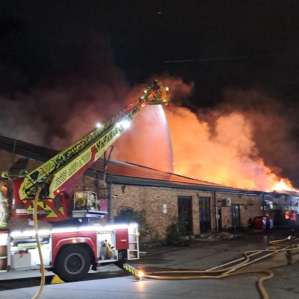 Firefighters were using four turntable ladders and a high-volume pump to tackle the fire. (LFB)