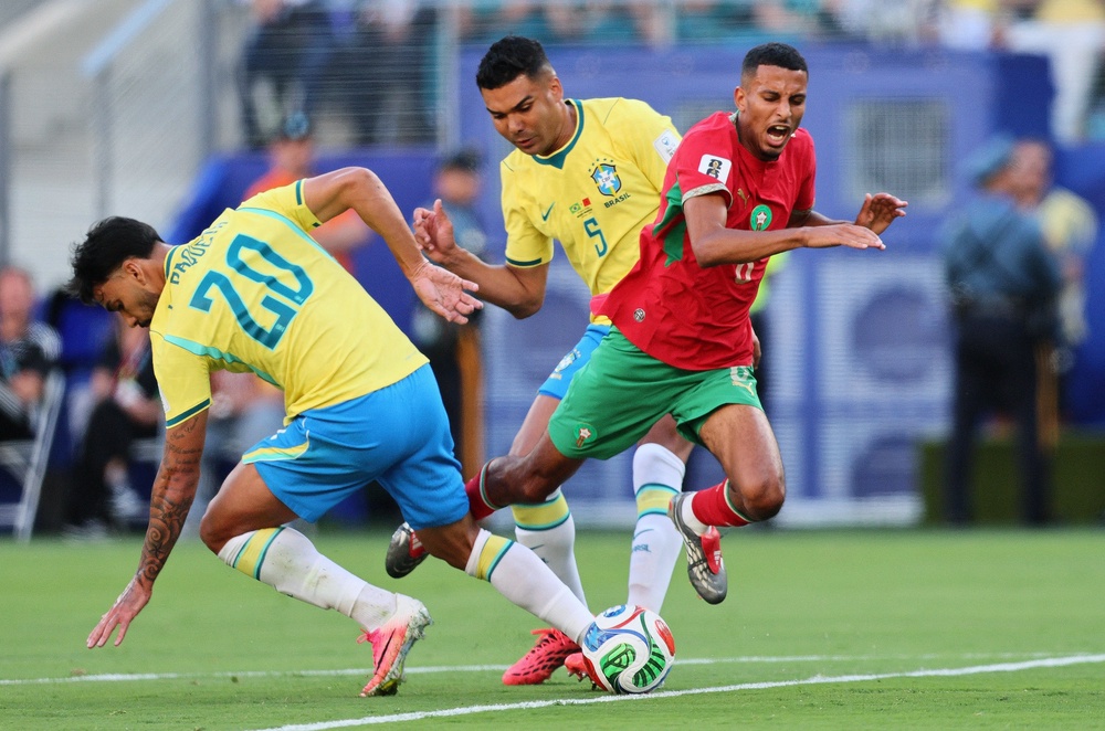 Brazil's wooden midfield were overrun by Morocco (Reuters)