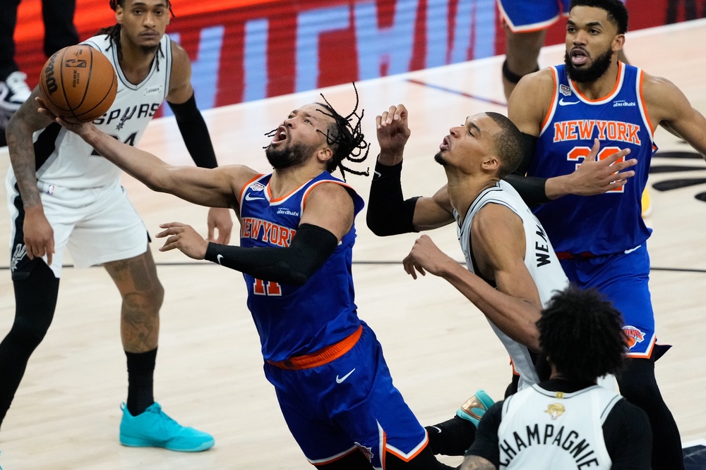 Star guard Jalen Brunson delivered the win with a 45-point outburst in Texas as “Let's go Knicks” chants cascaded from the stands in San Antonio. (AP)