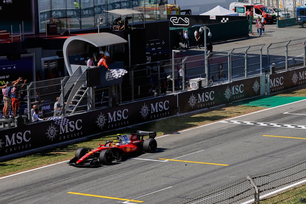 Hamilton took the chequered flag by 19.5 seconds (AP)
