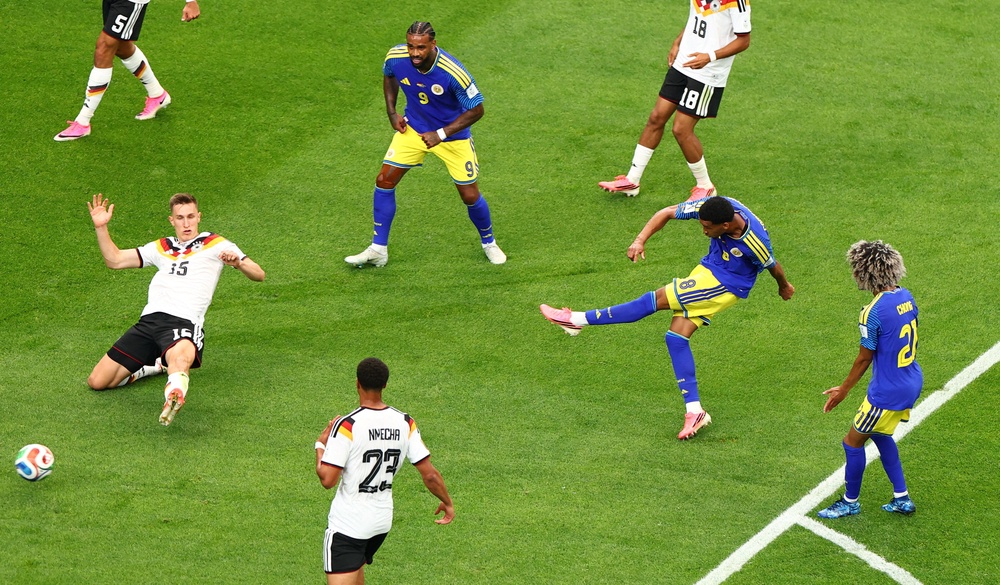 Livano Comenencia fires home Curacao's goal (Reuters)
