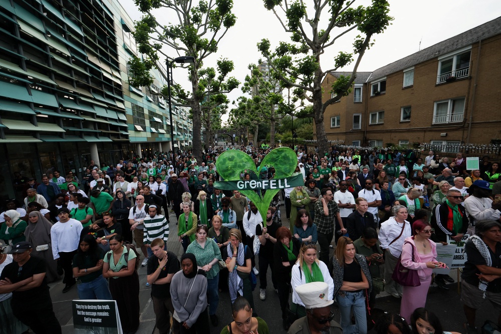 Many of the demonstrators wore green (Reuters)