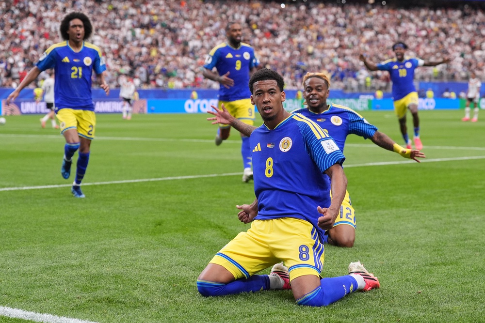 Curacao players celebrate their equaliser (AP)