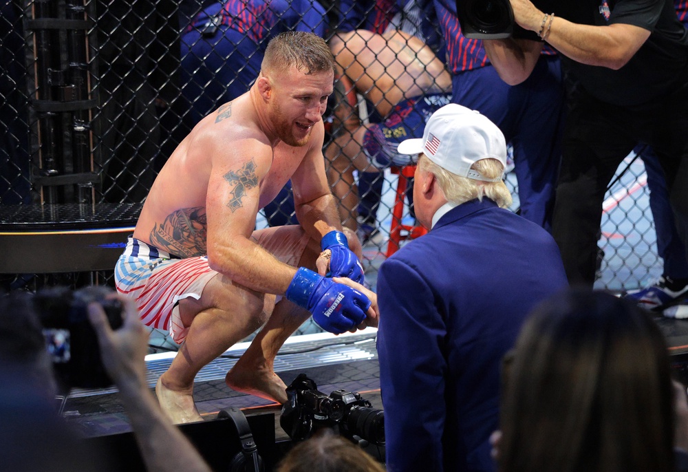 Image from: UFC Freedom 250 LIVE results: Justin Gaethje stuns Ilia Topuria at White House with bludgeoning display