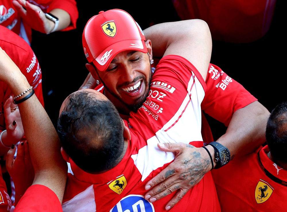 Lewis Hamilton won his first race with Ferrari in Barcelona in June (Getty)