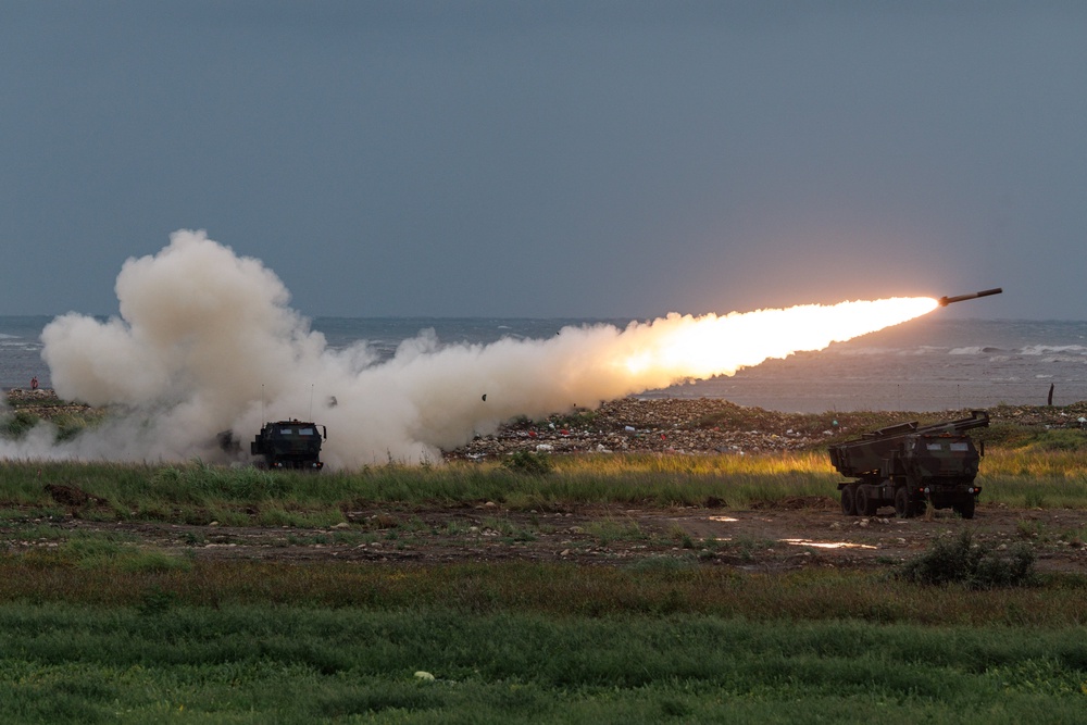 Taiwanese soldiers launch projectiles during a live-fire training exercise in Taichung (AFP via Getty)