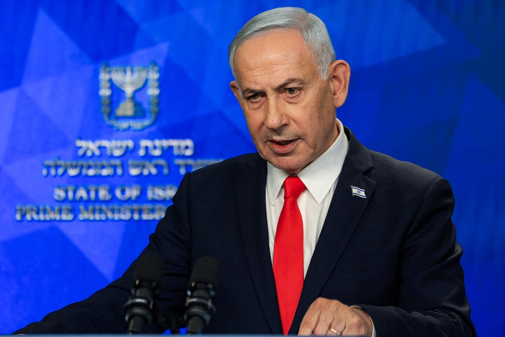 Israel's Prime Minister Benjamin Netanyahu gives a news conference in Jerusalem on June 15, 2026 (AFP/Getty)