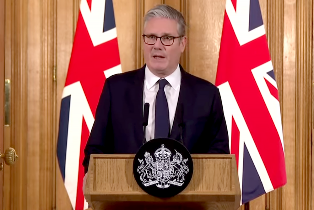 Sir Keir Starmer spoke at Downing Street on Monday morning (Sky News)