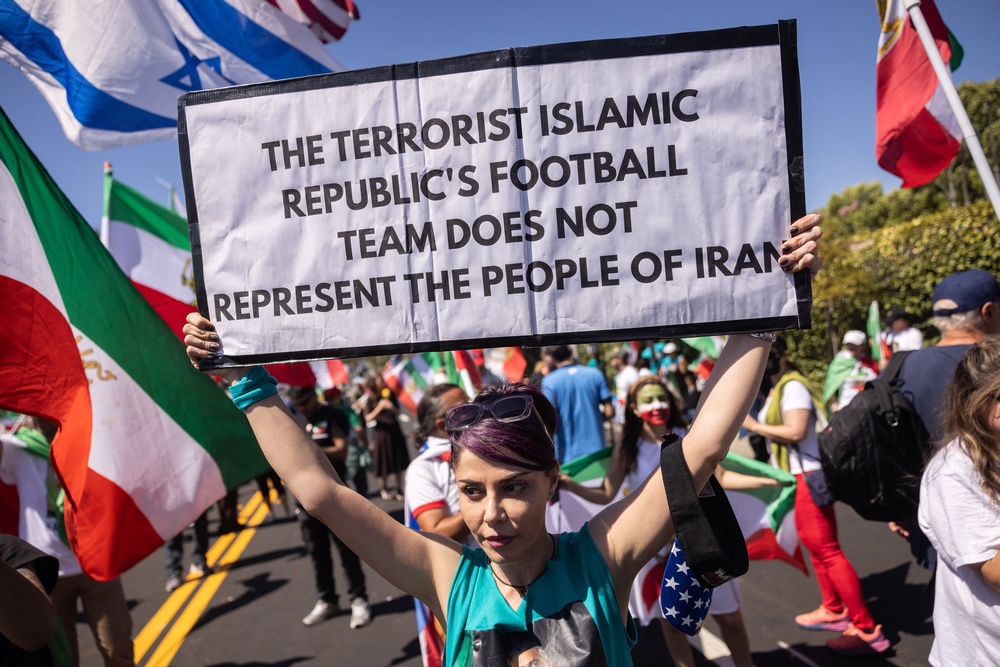 Protests against the Iranian government were held before Iran’s match against New Zealand (AFP/Getty)