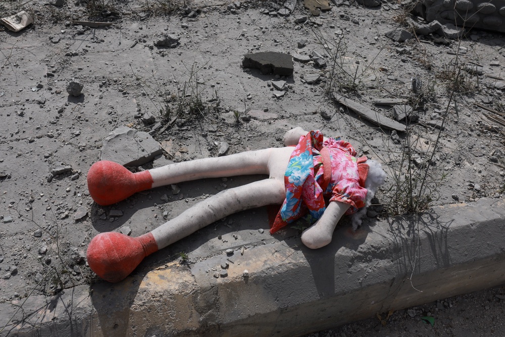 Remains of a toy lie amid destroyed buildings in Deir Qanoun al-Nahr, Tyre district, southern Lebanon,  June 15 (Reuters)
