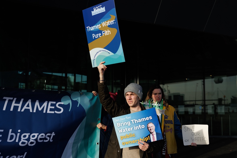 Environmental campaigners outside City Hall, Docklands, in February 2025 (Getty)