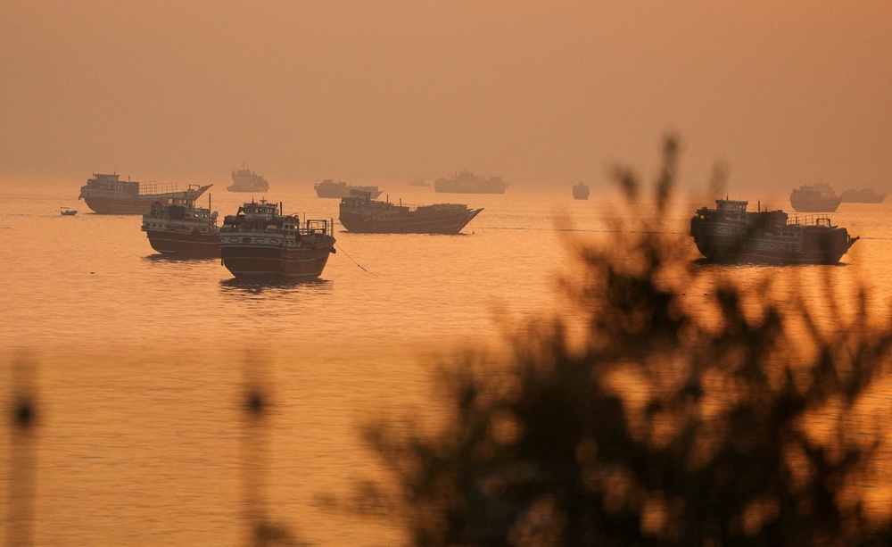 Vessels at the Strait of Hormuz, as seen from Musandam, Oman, June 16 (Reuters)