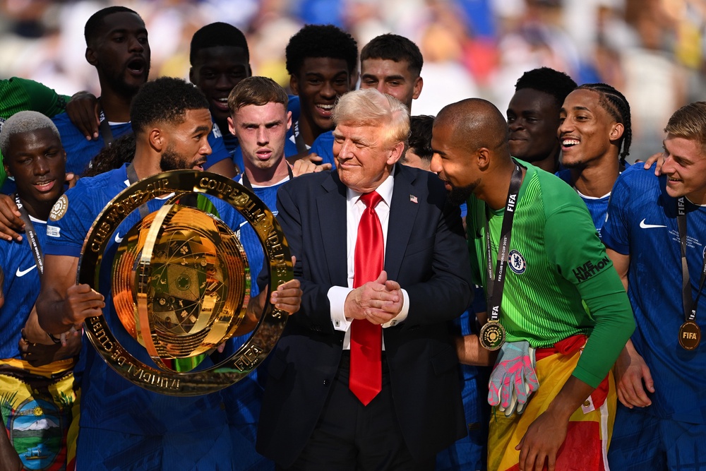 Trump inserted himself into Chelsea’s Club World Cup celebration (Getty)