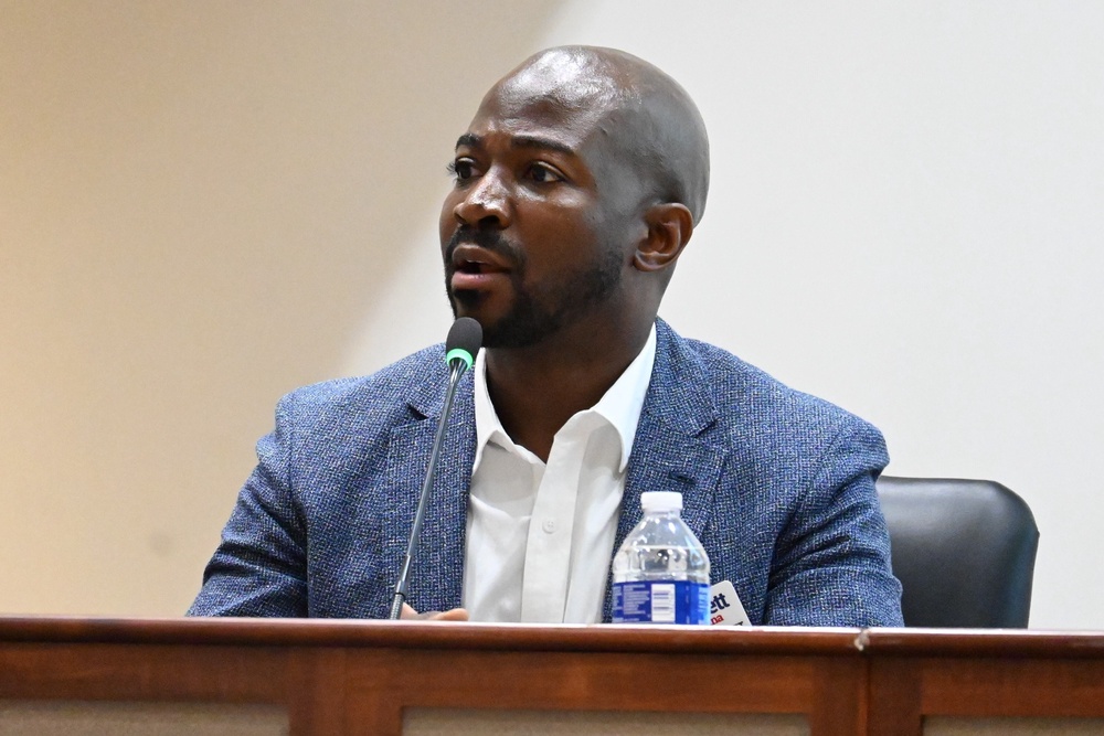 Dakarai Larriett, a Democratic candidate for the U.S. Senate, participates in a candidates forum (AP)