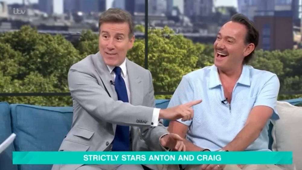 Revel Horwood, right, shares a podcast with Anton Du Beke, left (ITV)