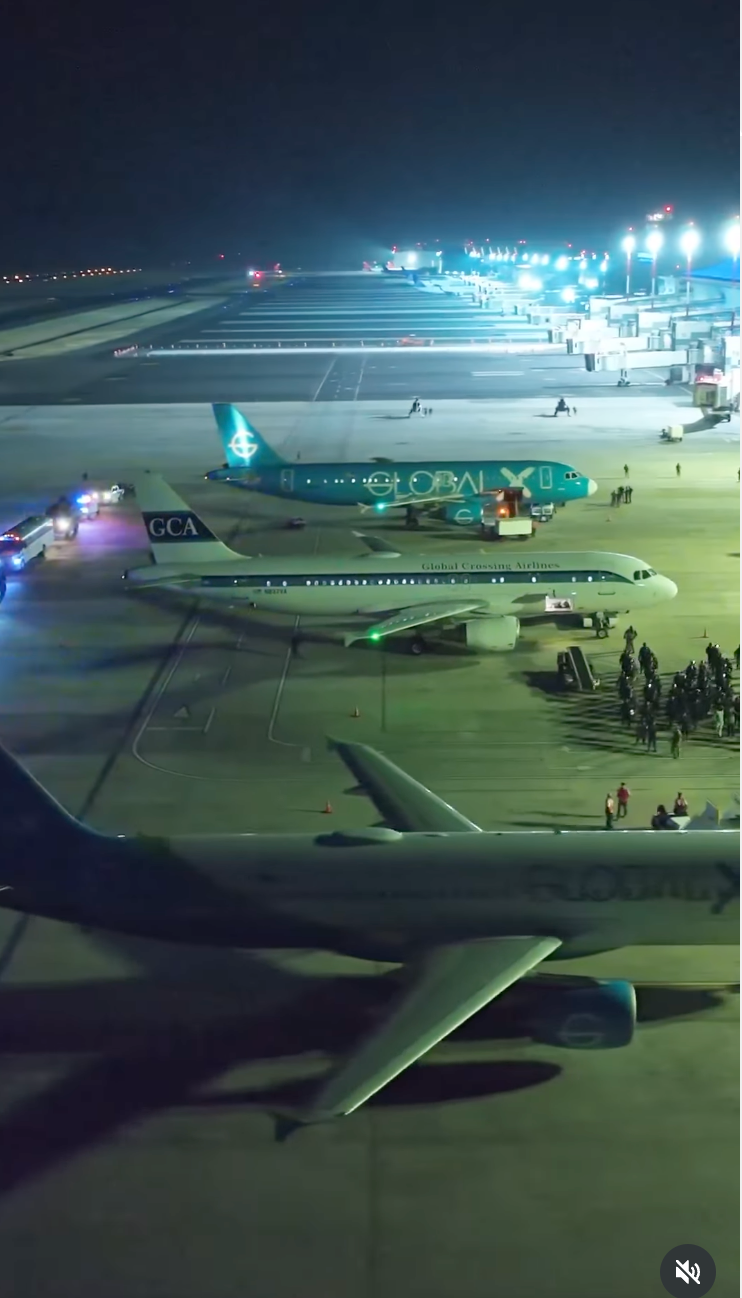 A screenshot from President Trump's Instagram video showing Global X planes used for deportations to El Salvador (realDonaldTrump / Instagram)