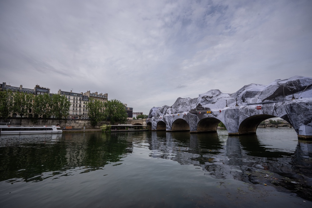 A unique new art installation, Pont Neuf Cave by French street artist JR, has opened on the Pont Neuf bridge (AP Photo/Aurelien Morissard)
