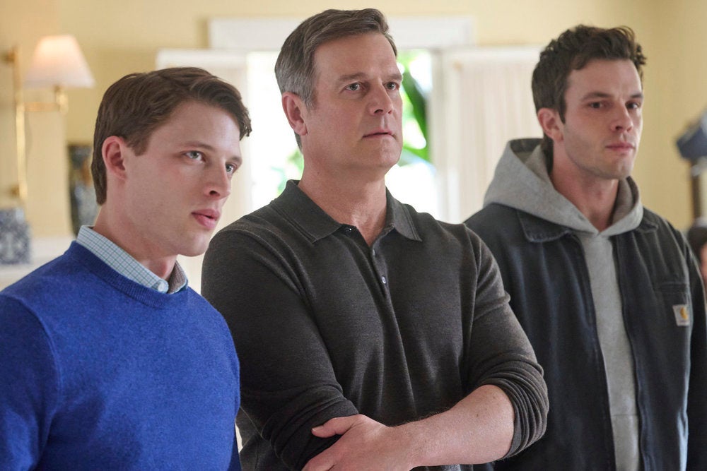 'Line of Fire' is a family drama, starring (L-R) Taylor Bloom, Peter Krause and Tommy O'Brien (Scott Gries/NBC)