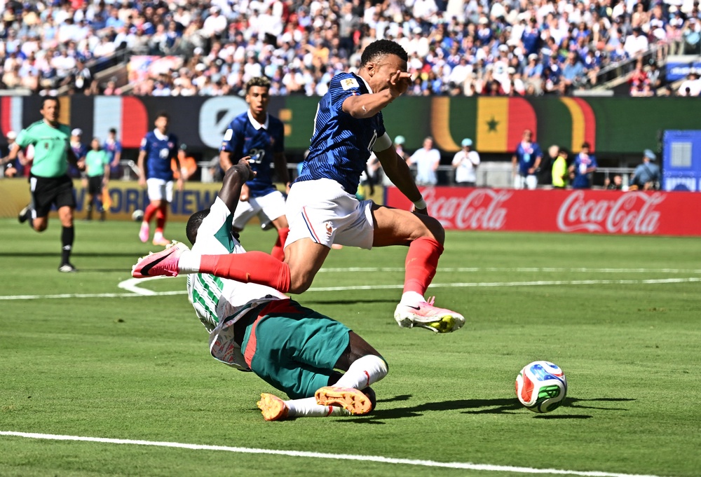 Mbappe went down in the box but was not given a penalty (Reuters)