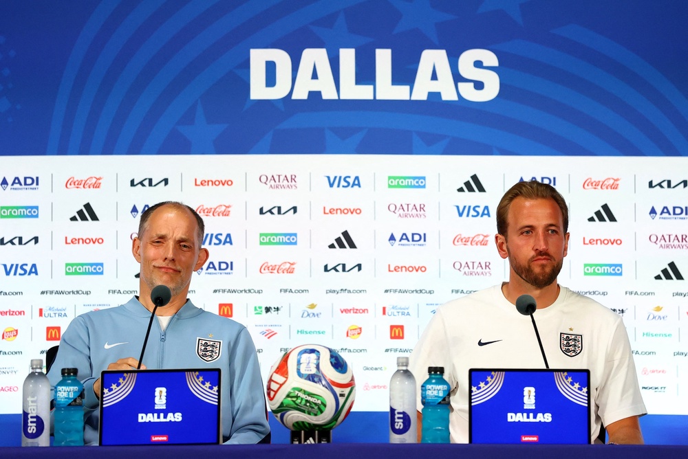 Thomas Tuchel and Harry Kane speak to the media before England's opening game (Reuters)