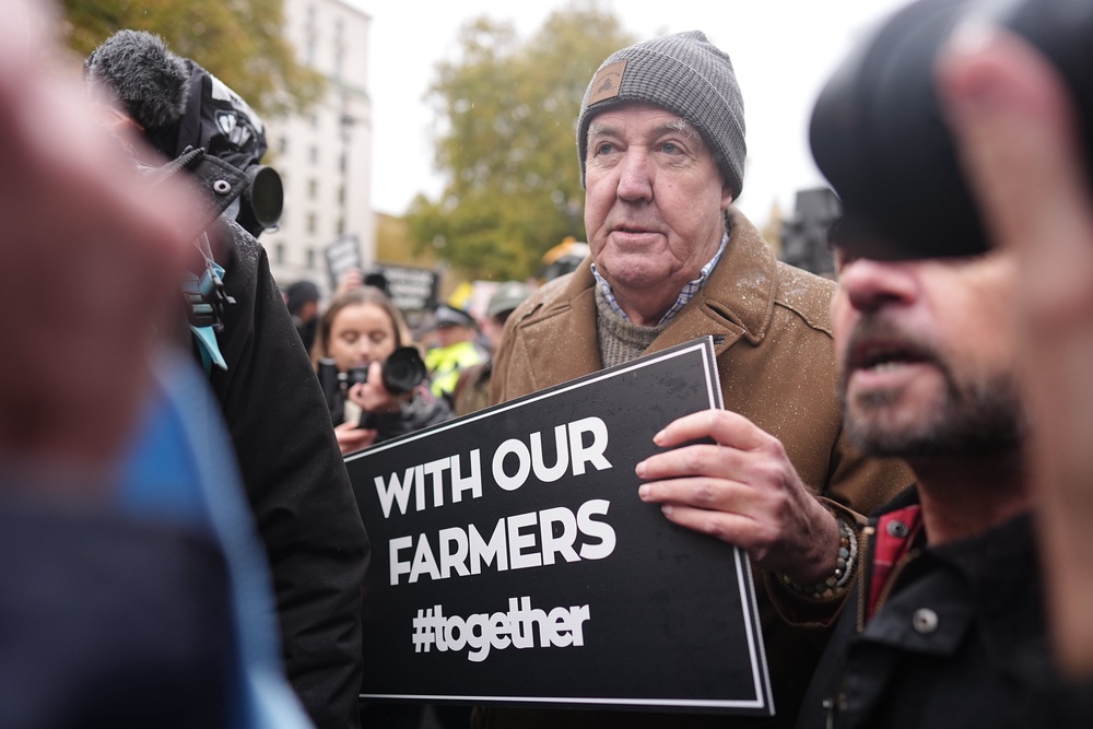 Jeremy Clarkson takes part in a farmers protest over changes to inheritance tax in London (Aaron Chown/PA) (PA Archive)