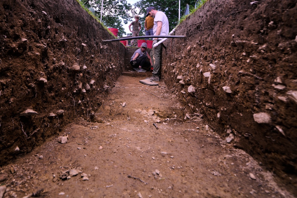 Joe Bagley, right, the City of Boston Archeologist, talks with with Sarah Kiley Schoff, a forensic anthropologist, during an archaeological dig at the site (Copyright 2026 The Associated Press. All rights reserved)