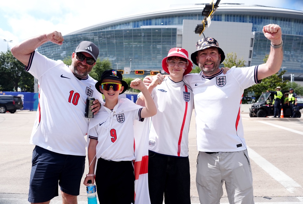 England fans arriving at Dallas Stadium, Arlington, ahead of tonight's match (PA)