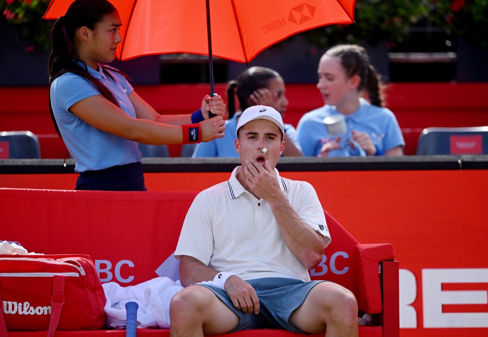Fery suffered a nosebleed midway through his match (Reuters)