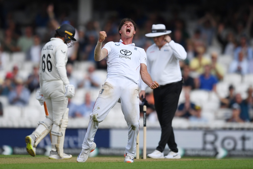 Sonny Baker struck twice in his first taste of Test cricket (Getty)