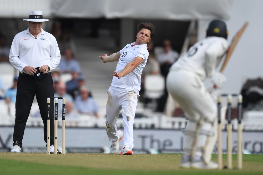 Sonny Baker bowled with excellent energy on his first day in England whites (Getty)